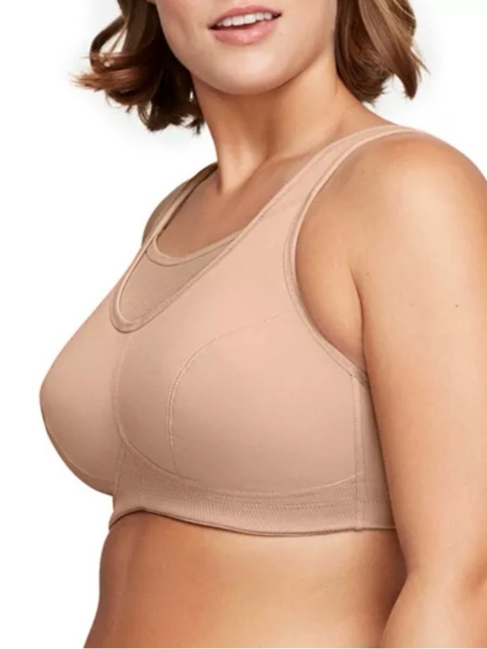 GLAMORISE Women's Plus Size
No-Bounce wirefree
Camisole Sports Bra Beige 48C